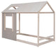 Gewnee Twin Size House Platform with Roof and Window , In Grey