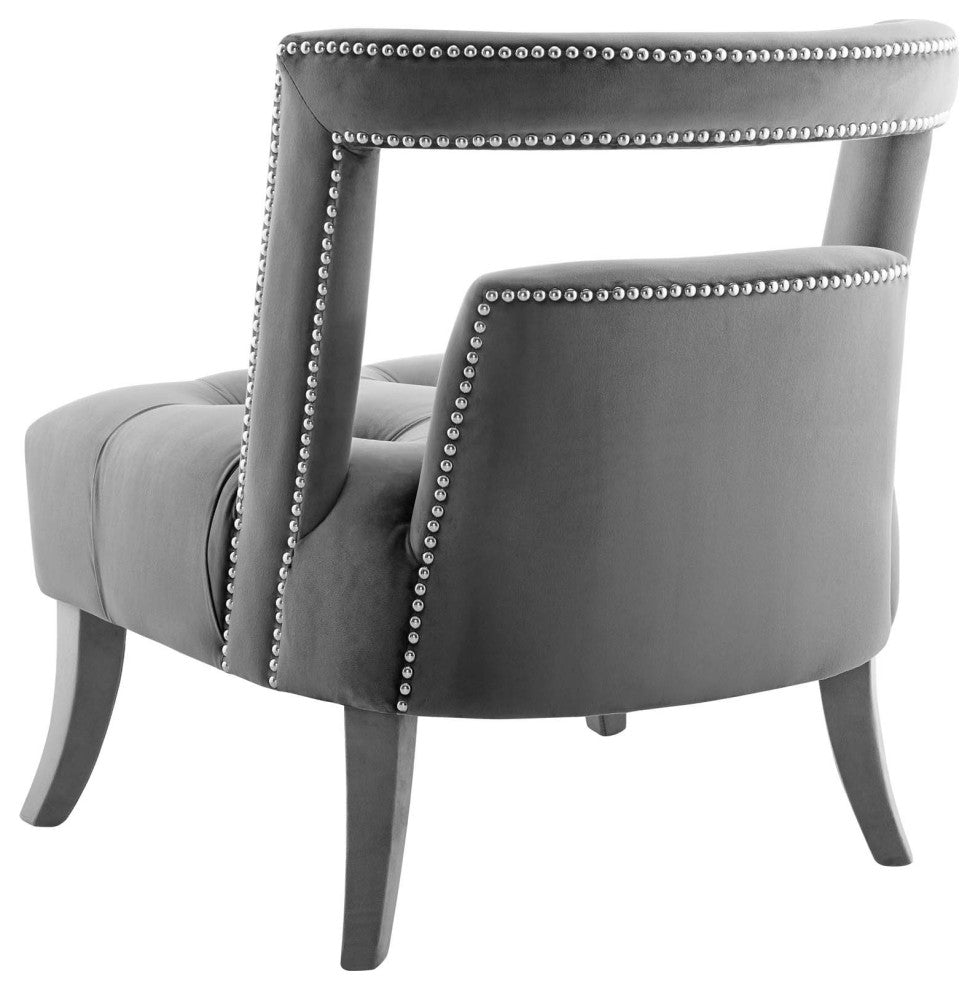Accent Chair, Set of 2, Velvet, Gray, Modern, Living Lounge Hospitality