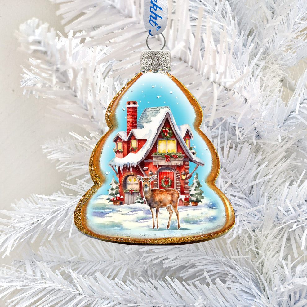 Red Christmas Cottage Mercury Glass Ornaments Christmas Decor