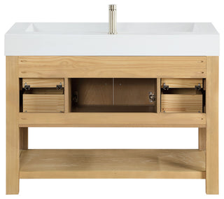 Vera Bath Vanity with Stone Top, Washed Ash Grey, 48", Single Vanity, No Mirror