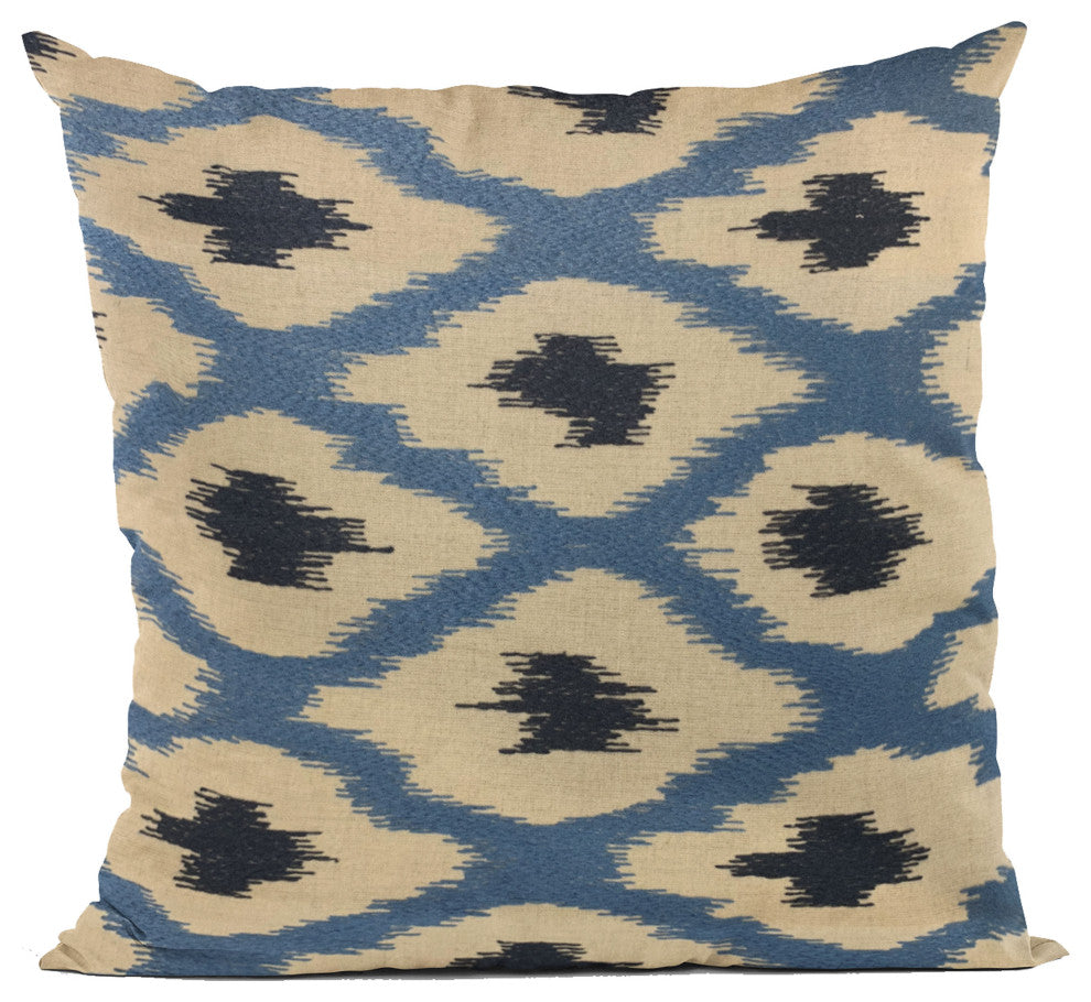 Plutus Blue Color Stitched Dot Luxury Throw Pillow, 22"x22"