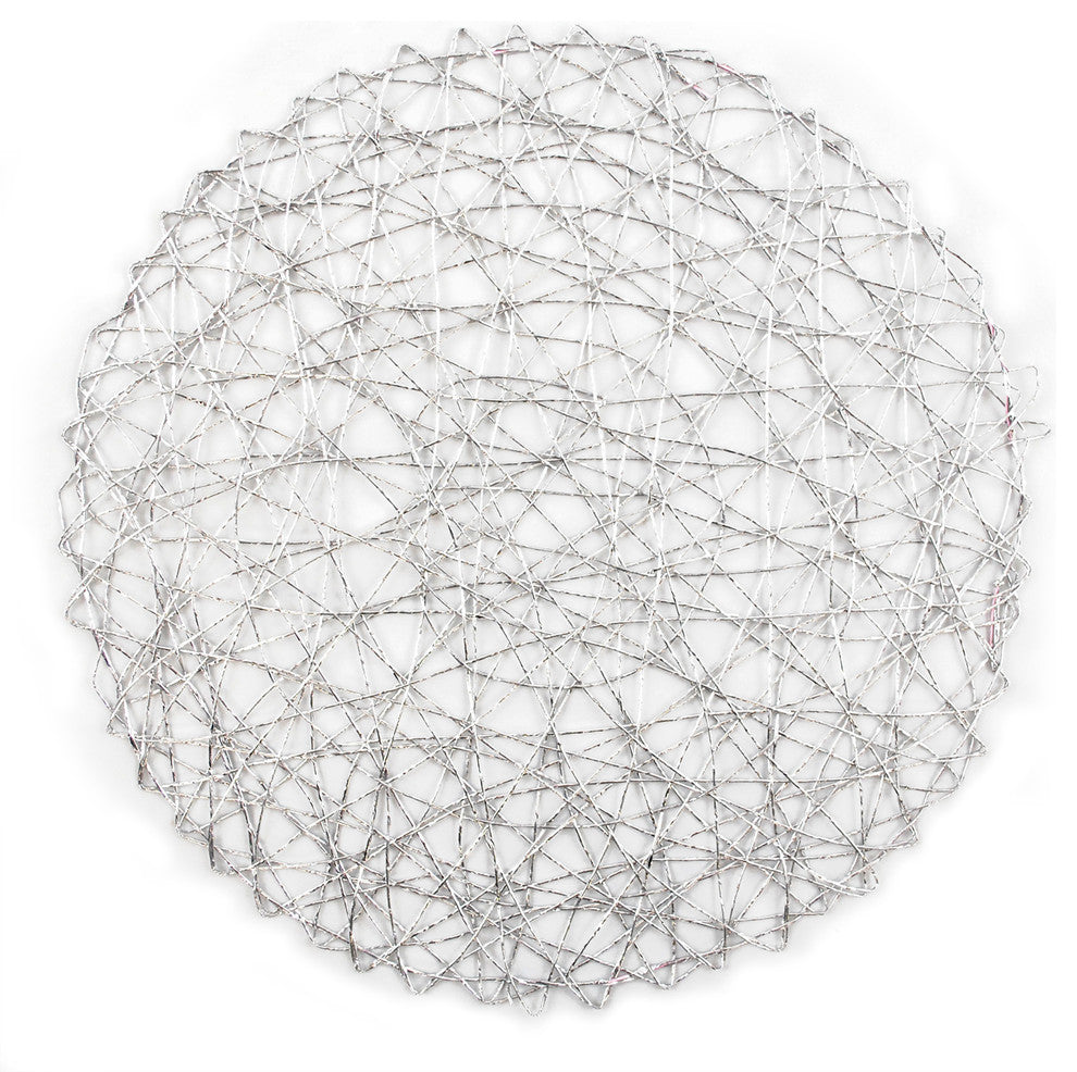DII Silver Woven Paper Round Placemat, Set of 6