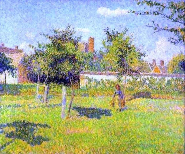 Camille Pissarro Woman in an Orchard Spring Sunshine Wrapped Canvas, 20"x25"