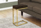 Accent Table, C-Shaped, Storage Drawer, Metal, Laminate, Brown, Gold