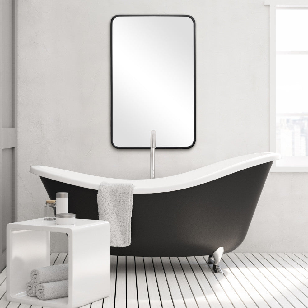 38" Industrial Black Metal Mirror