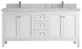 Nashville 72" Double Sink Bath Vanity, White 2" Venatino Quartz