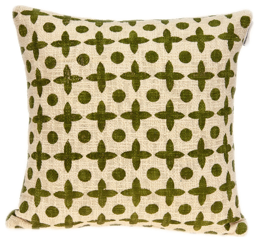 Sitara Transitional Beige Printed Pillow Cover With Poly Insert