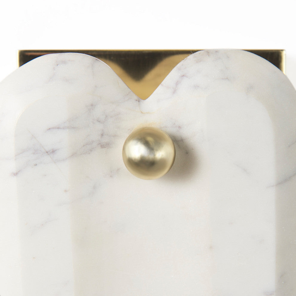 Stein 5Lx6W Gold With White Marble Shade Wall Sconce
