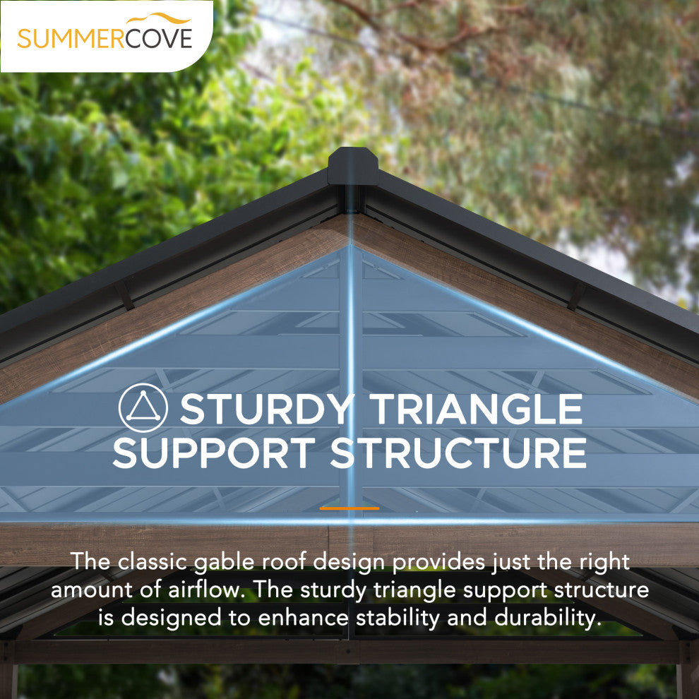 Sunjoy Kinzie Hardtop Gazebo With Pergola Awnings