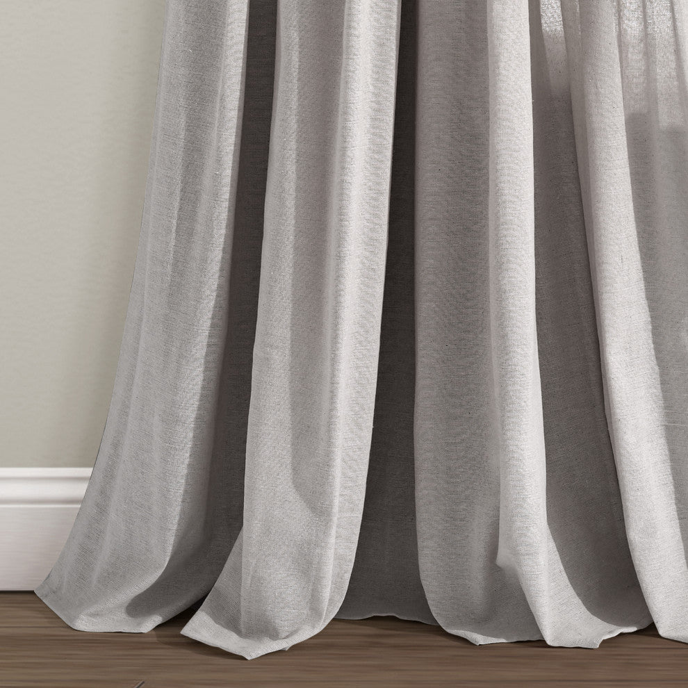 Linen Button Single Window Panel, Gray, 95"x40"