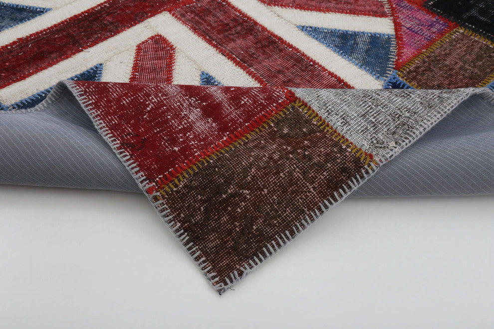 Rug N Carpet - Handmade Turkish 5' 7'' x 8' 2'' Flag Patchwork Rug