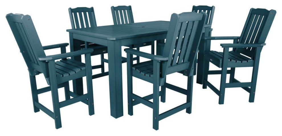 Lehigh 7-Piece Rectangle Counter-Height Dining Set, Nantucket Blue