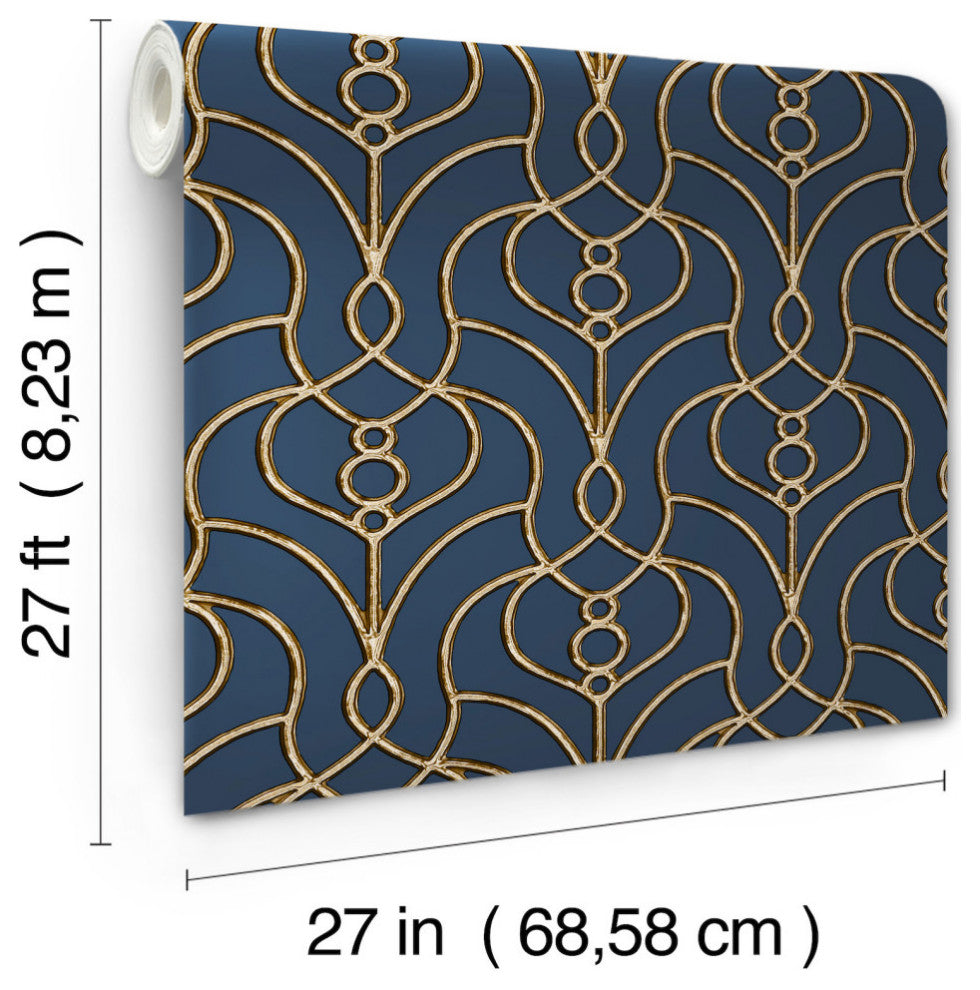 Navy Divine Trellis Wallpaper