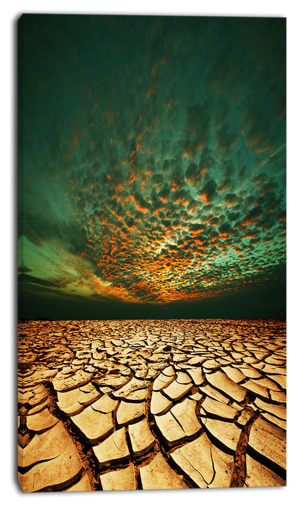 Drought Land under Blue Sky, Oversized Landscape Canvas Art, 16"x32"