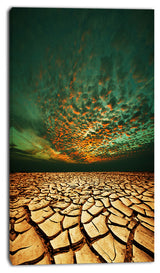 Drought Land under Blue Sky, Oversized Landscape Canvas Art, 16"x32"