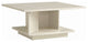 Boa Vista 31" Square Coffee Table With Shelf and Hidden Cabinet, Cream Weave