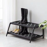 Double-Tier Black Stand With 3-Pair Rubber Boot Trays San Tropez