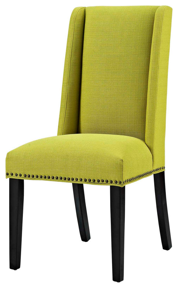 Modern Designer Dining Room Side Dining Chair, Set of Four, Fabric Wood, Green