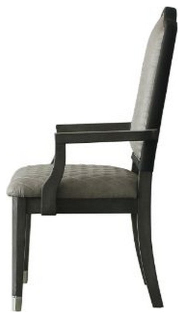 Benzara BM250608 Arm Chair With Fabric Seat and Arched Top, Set of 2, Beige