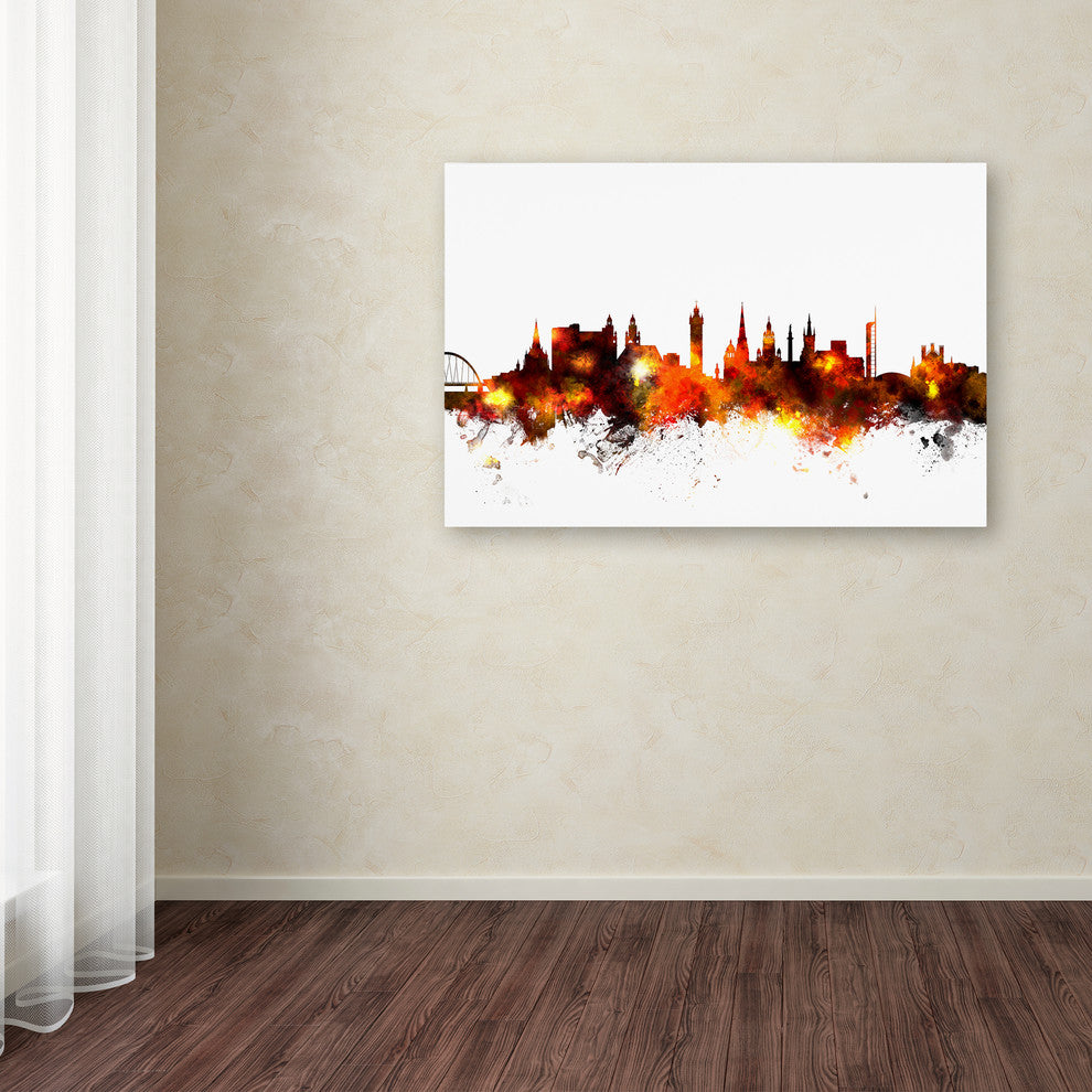 Michael Tompsett ''Glasgow Scotland Skyline Red'' Canvas Art, 16x24