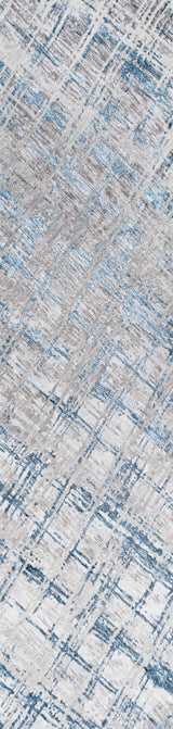 Slant Modern Abstract Area Rug, Gray/Blue, 2'x8'