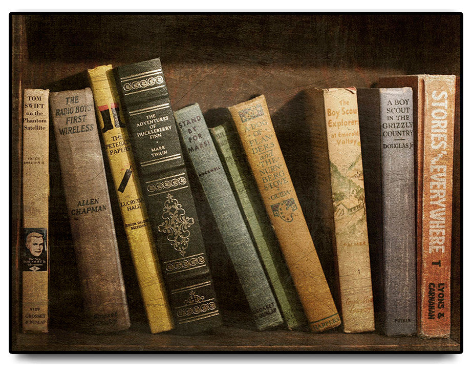 "Vintage Book Collection II" Oversized Framed Canvas, 40" x 60"