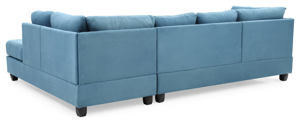 Solana Micro Suede Sectional, Aqua Micro Suede