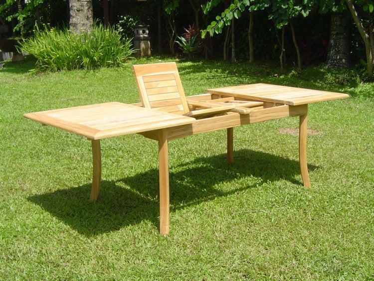 7-Piece Teak Dining Set, 94" Extension Rectangle Table, 6 Ashley Arm Chairs