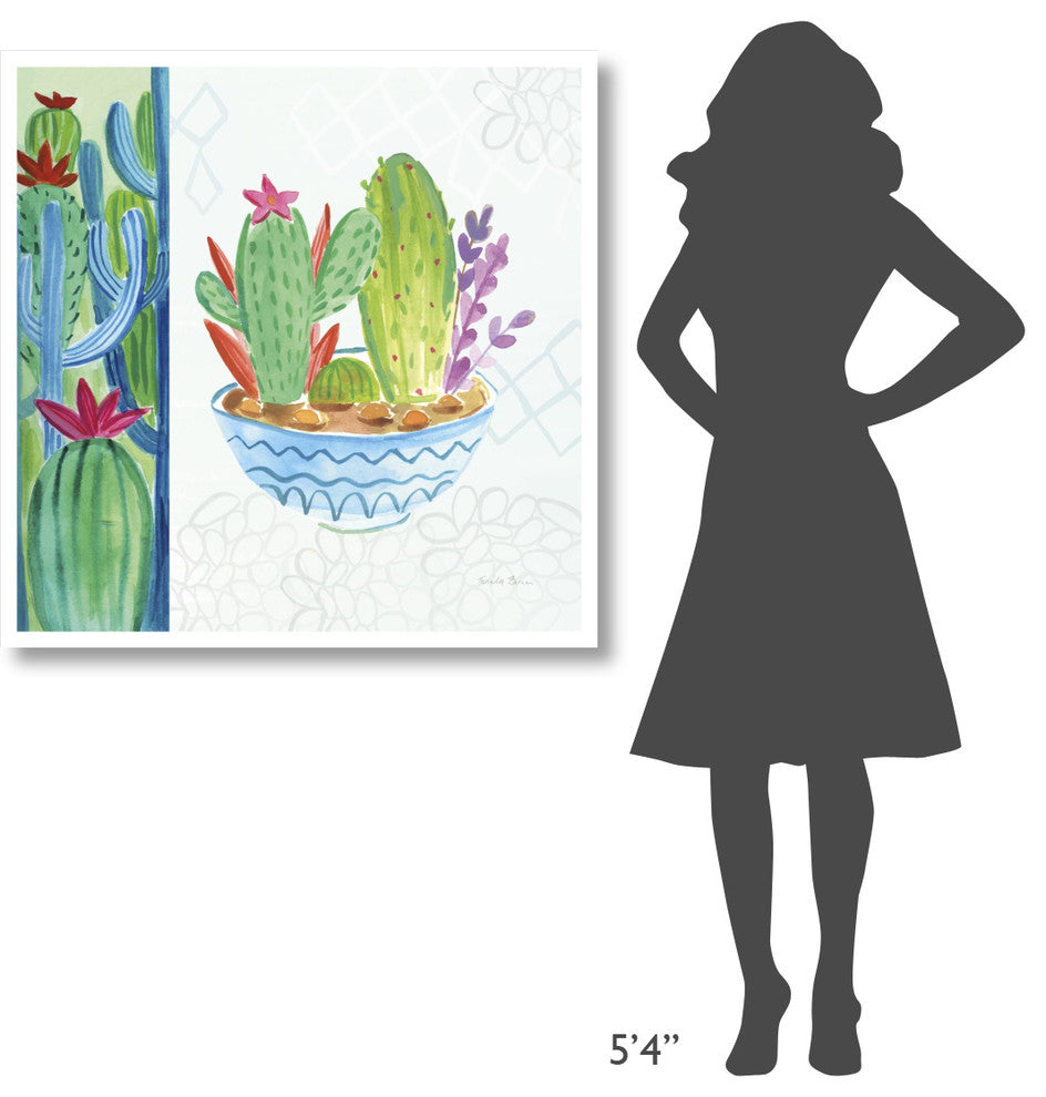 "Cacti Garden II no Birds and Butterflies" Paper Print by Farida Zaman, 38"x38"