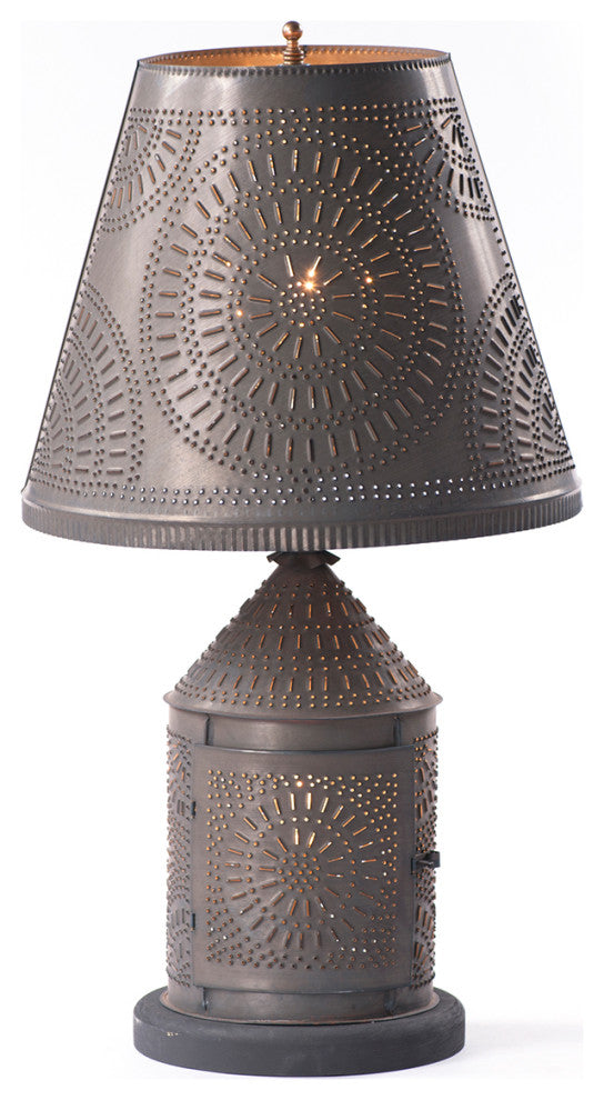 Fireside Lamp with Chisel Shade in Blackened Tin
