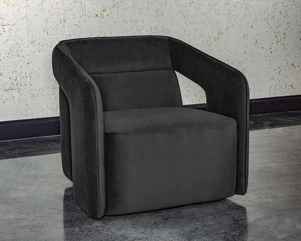 Kendrick Swivel Lounge Chair, Abbington Black