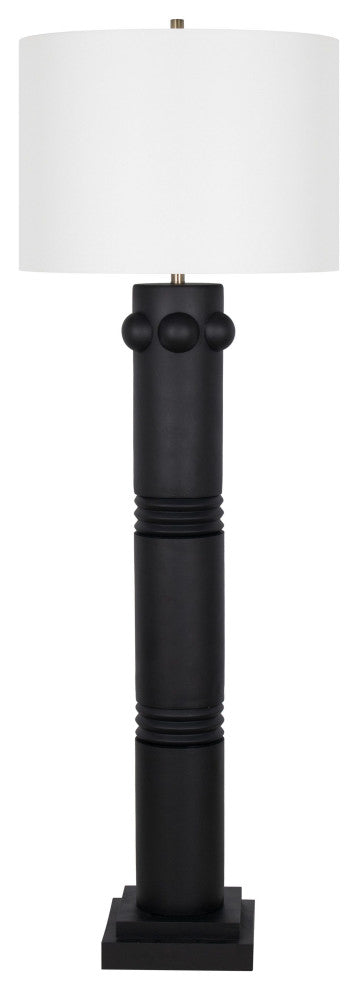 Polyresin 68" Floor Lamp with Linen Shade, Black
