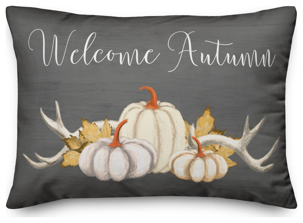 Welcome Autumn Pumpkins 14x20 Spun Poly Pillow