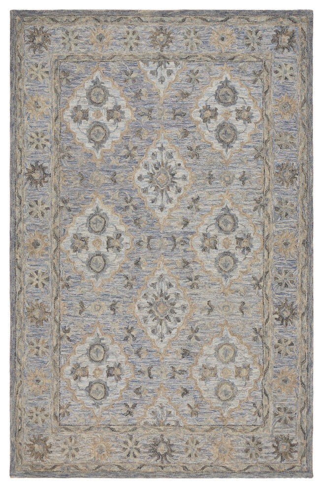 Blue Suzani Oriental Area Rug, 5' X 7'9"