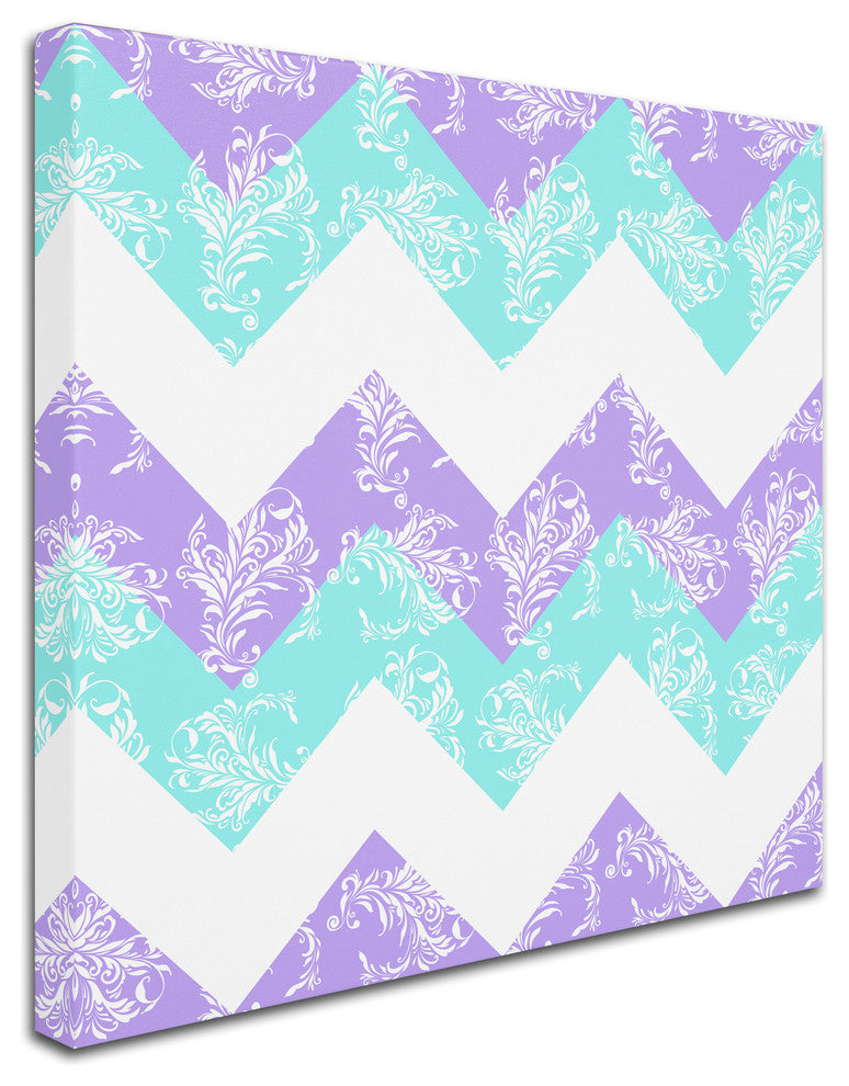 Tina Lavoie 'Purple Aqua Damask Fresh' Canvas Art, 14" x 14"