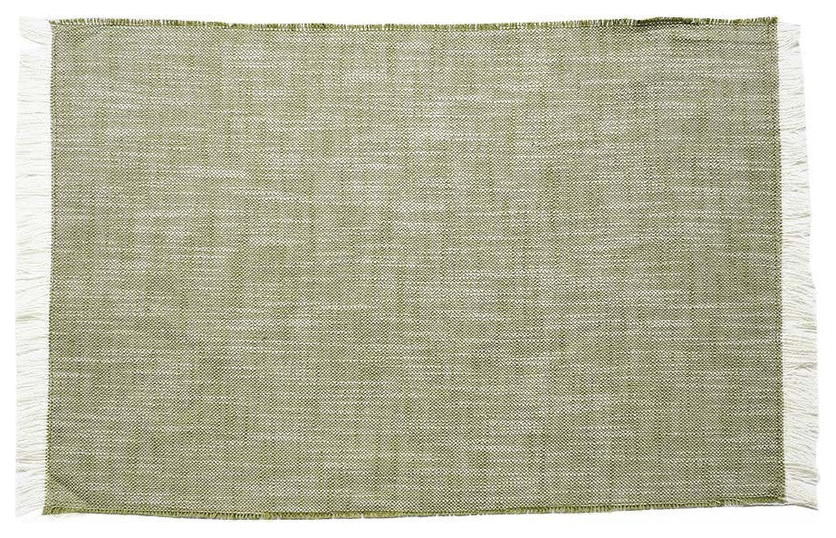 Set of Eight Dull Green Woven Textured Placemats