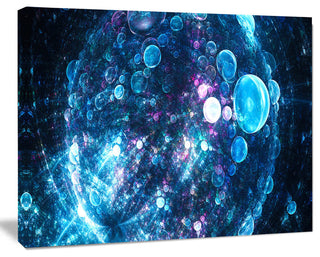 Blue Spherical Planet Bubbles, Abstract Canvas Art Print, 40x30