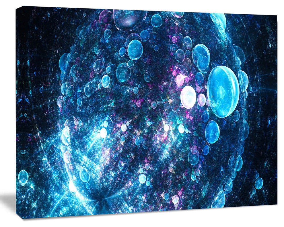 Blue Spherical Planet Bubbles, Abstract Canvas Art Print, 40x30
