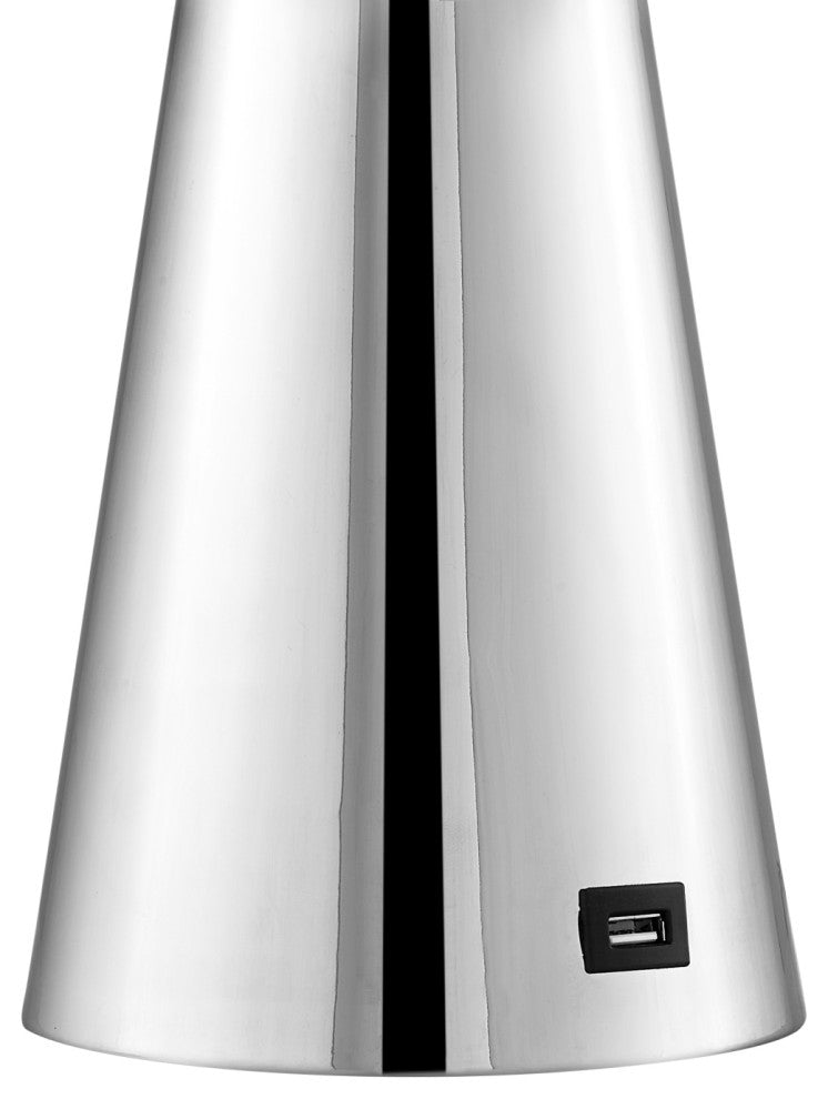 Inspired Home Emmalin Table Lamp, USB Charger, Chrome