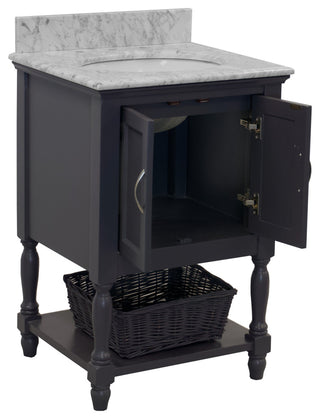 Beverly 24" Bathroom Vanity, Marine Gray, 24", Carrara Marble