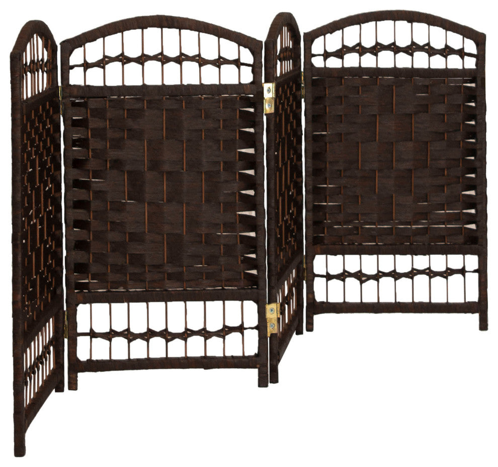 2 ft. Short Fiber Weave Room Divider Dark Mocha 4 Panels