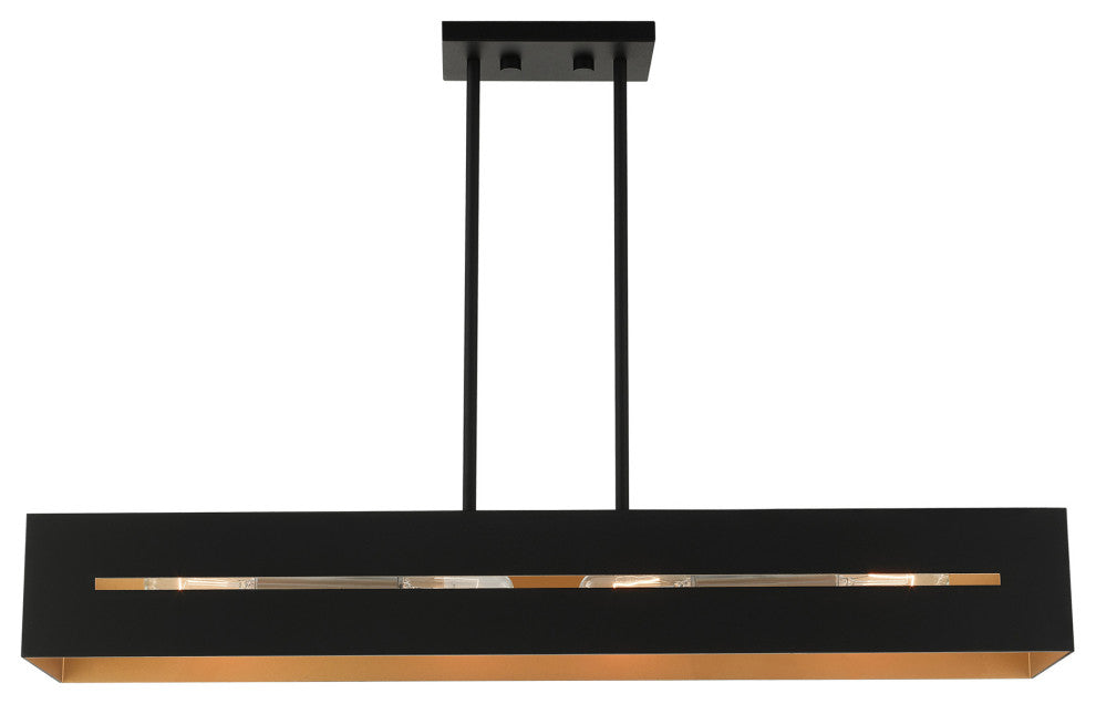 Textured Black With Brushed Nickel Accents Urban, Industrial, Linear Chandelier