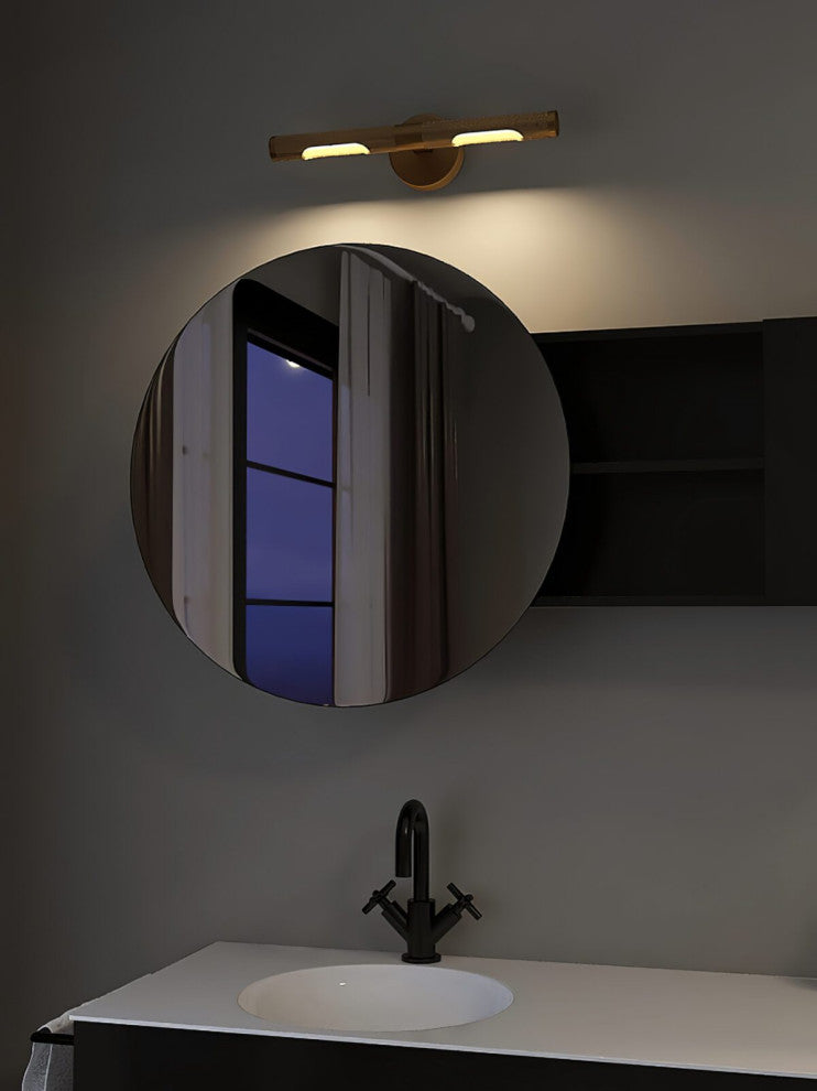Modern Wall Lamp in the Futuristic Style for Bathroom, Bedroom, Golden, Warm Light
