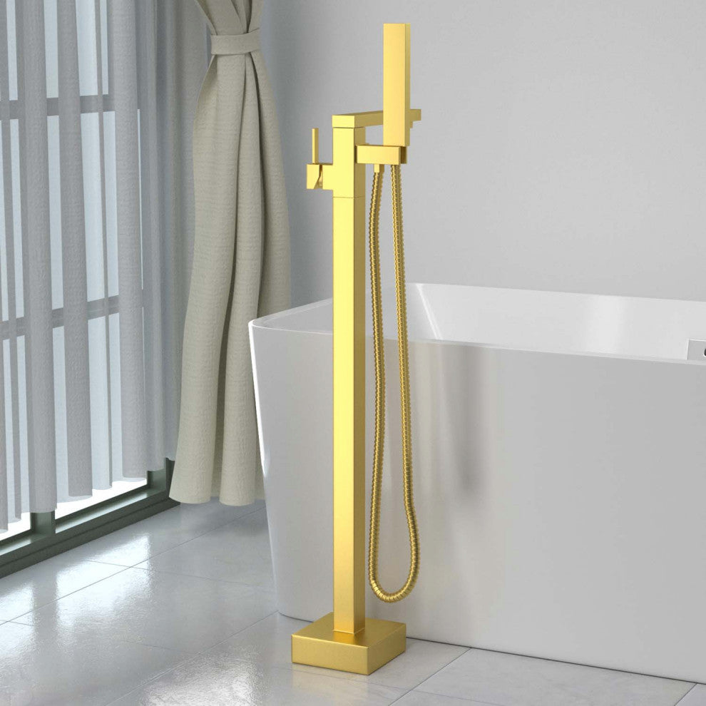 Givingtree Single Handle Floor Mounted Freestanding Tub Filler,Gold