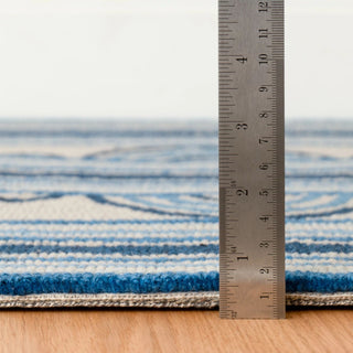 Kit Kemp x Dash & Albert Button Blue Hand Hooked Wool Rug, Blue, 2'6" x 8'