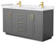 60"DBL Bath Vanity Dark Gray, White Cult.Marble Countertop, Sinks, Gold Trim