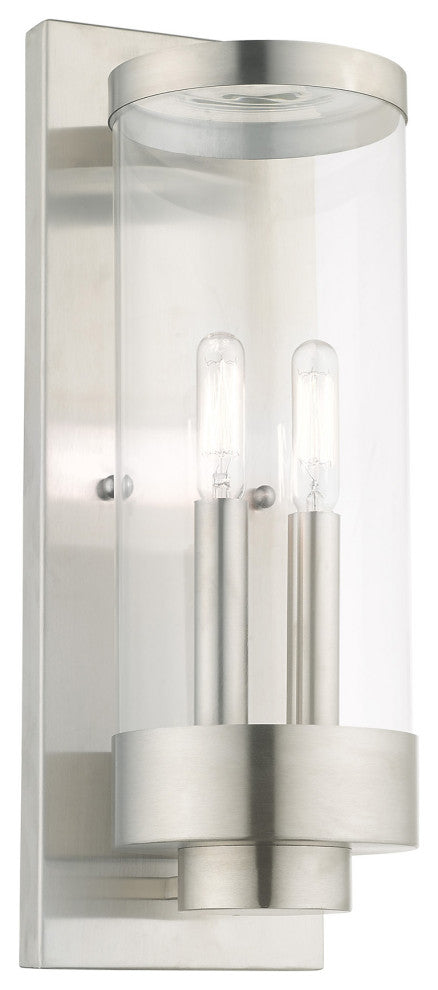 Livex Lighting Hillcrest 2 Light Brushed Nickel Outdoor Wall Lantern
