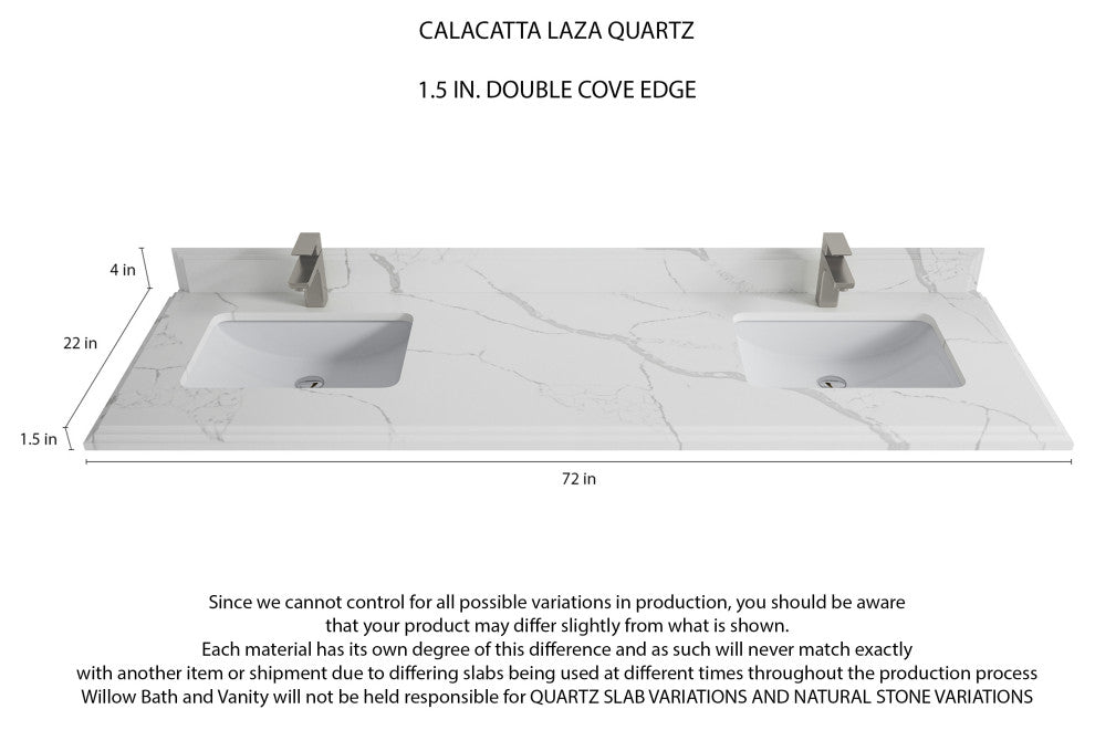 Sonoma 72 Double Sink Bath Vanity in Light Natural Teak with 1.5" Calacatta Laza