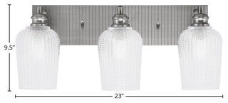 Edge 3-Light Bath Bar, Brushed Nickel Finish, 5" Clear Textured Glass
