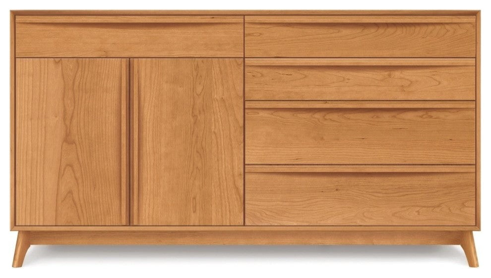 Copeland Catalina 4 Drawers, 1 Drawer, 2 Doors On Left Buffet, Saddle Cherry
